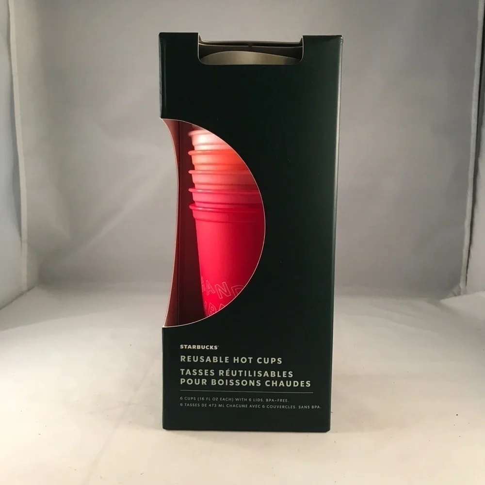 Starbucks Holiday 2019 Reusable Hot Cups- 6 cups in package- New in Box